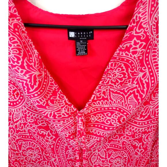 Carole Little Sheer 100% Silk Top w Sequins Layered Ruffled Sleeves SZ 1X - Picture 7 of 7